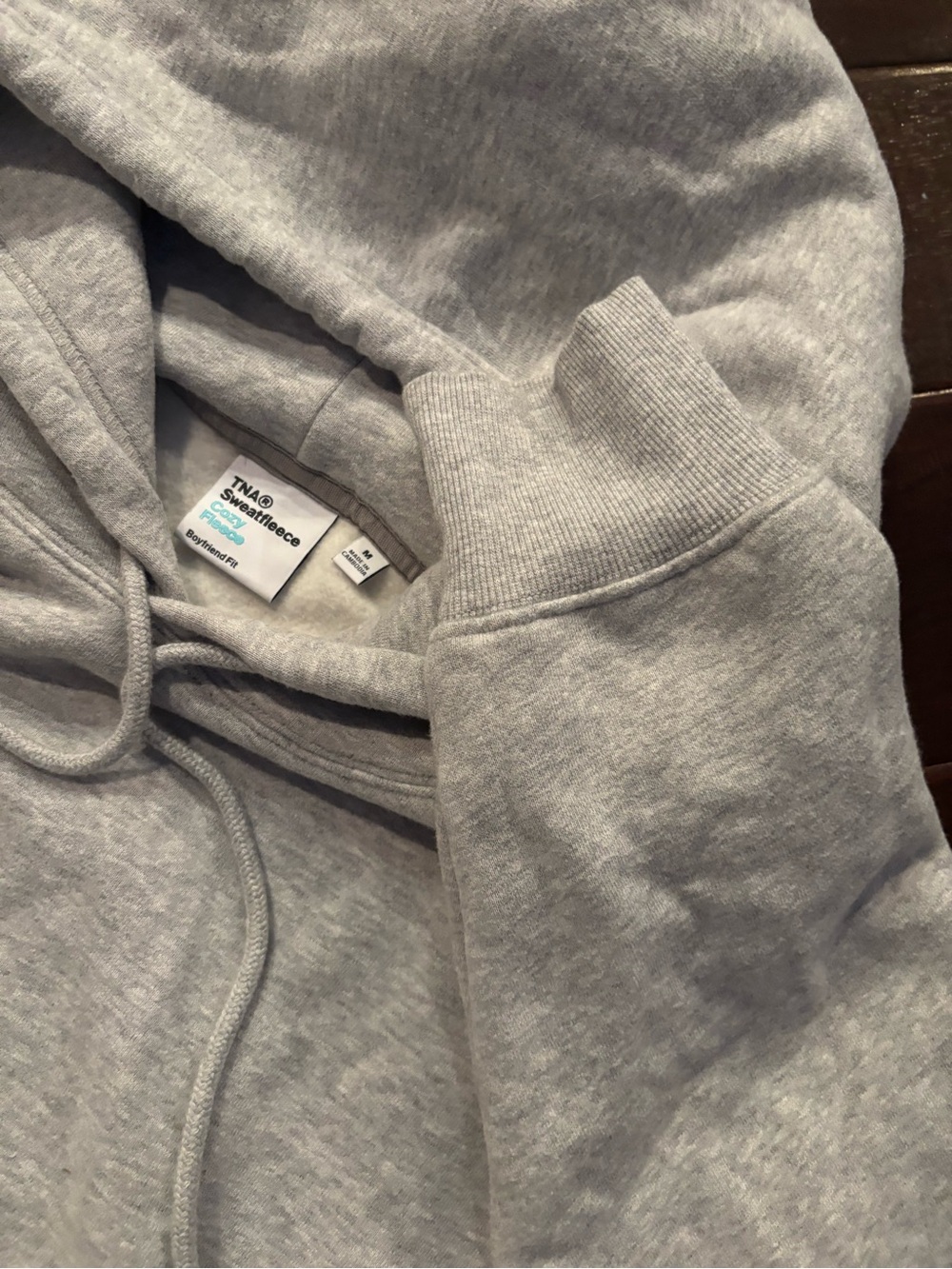 TNA Sweatfleece Cozy Fleece Boyfriend Fit Cropped Hoodie - Size Medium - Picture 3 of 9